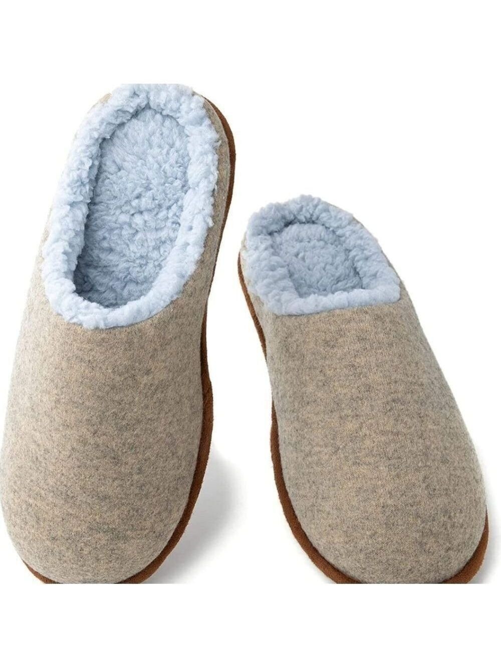 NWT Men Slip on Slippers with Fur Lined Size 8/9 Color light coffee